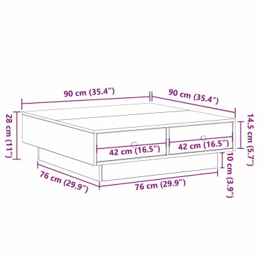 vidaXL Τραπεζάκι σαλονιού Μαύρη Οξυά 90x90x28cm 1 τεμ.