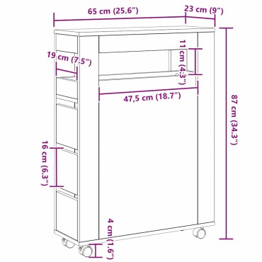 vidaXL Σετ Επίπλων Μπάνιου 65x23x87cm Επεξεργασμένο ξύλο