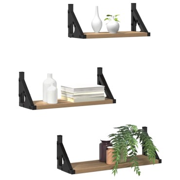 vidaXL Ράφι Τοίχου 3 τεμ. Καπνιστό Δρύς 37x12x13cm