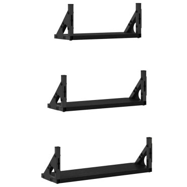 vidaXL Ράφι Τοίχου 3 τεμ. Μαύρη Οξυά 37x12x13cm
