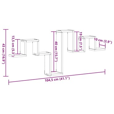 vidaXL Ράφι Τοίχου Επιτοίχιο Μαύρη Οξυά 104.5x43x10 εκ 1 τεμ.