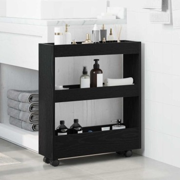 vidaXL Λεπτό Καρότσι Αποθήκευσης Μαύρη Οξυά 60x18x70 εκ