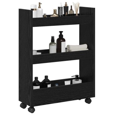 vidaXL Λεπτό Καρότσι Αποθήκευσης Μαύρη Οξυά 60x22x80cm