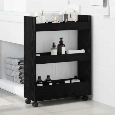 vidaXL Λεπτό Καρότσι Αποθήκευσης Μαύρη Οξυά 60x22x80cm