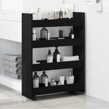 vidaXL Λεπτό Καρότσι Αποθήκευσης Μαύρη Οξυά 60x20x82 εκ