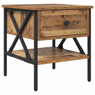 vidaXL Κομοδίνο με συρτάρι Παλαιό ξύλο 40x42x45cm 1 τεμ.