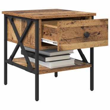 vidaXL Κομοδίνο με συρτάρι Παλαιό ξύλο 40x42x45cm 1 τεμ.