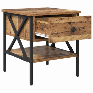 vidaXL Κομοδίνο με συρτάρι Παλαιό ξύλο 40x42x45cm 1 τεμ.