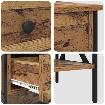 vidaXL Κομοδίνο με συρτάρι Παλαιό ξύλο 40x42x45cm 1 τεμ.