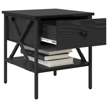 vidaXL Κομοδίνο με συρτάρι Μαύρη δρυς 40x42x45cm 1 τεμ.