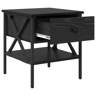 vidaXL Κομοδίνο με συρτάρι Μαύρη δρυς 40x42x45cm 1 τεμ.