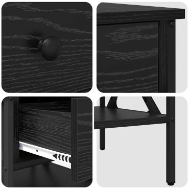 vidaXL Κομοδίνο με συρτάρι Μαύρη δρυς 40x42x45cm 1 τεμ.