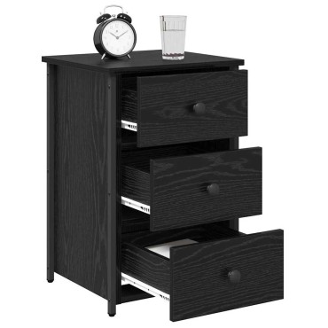 vidaXL Κομοδίνο Μαύρη Οξυά 40x36x60cm Στερεό Ανακτηθέν Ξύλο 1 τεμ.
