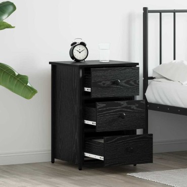 vidaXL Κομοδίνο Μαύρη Οξυά 40x36x60cm Στερεό Ανακτηθέν Ξύλο 1 τεμ.