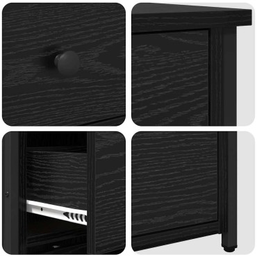 vidaXL Κομοδίνο Μαύρη Οξυά 40x36x60cm Στερεό Ανακτηθέν Ξύλο 1 τεμ.