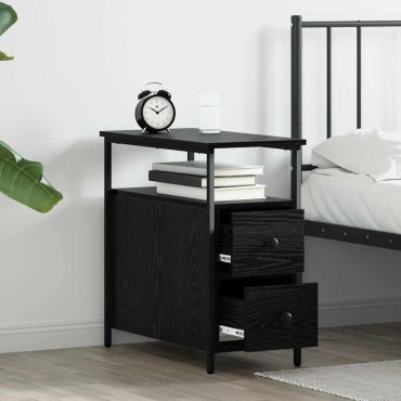 vidaXL Κομοδίνο Μαύρη δρυς 30x60x60cm Επεξεργασμένο ξύλο 1 τεμ.