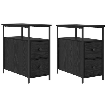 vidaXL Κομοδίνο 2 τεμ. Μαύρη δρυς 30x60x60cm Επεξεργασμένο ξύλο