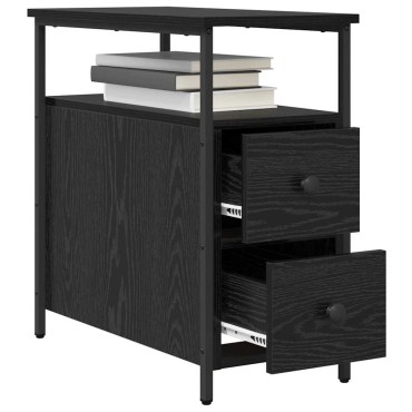 vidaXL Κομοδίνο 2 τεμ. Μαύρη δρυς 30x60x60cm Επεξεργασμένο ξύλο