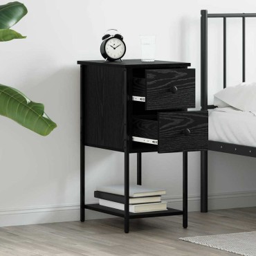 vidaXL Κομοδίνο Μαύρη δρυς 32x42x70cm Επεξεργασμένο ξύλο 1 τεμ.