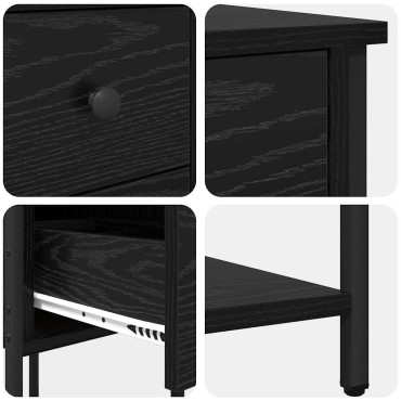 vidaXL Κομοδίνο Μαύρη δρυς 32x42x70cm Επεξεργασμένο ξύλο 1 τεμ.