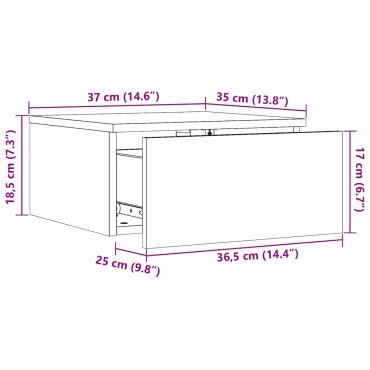 vidaXL Κομοδίνο Κερωτό καφέ 37x35x18,5cm Μασίφ ξύλο πεύκου 1 τεμ.