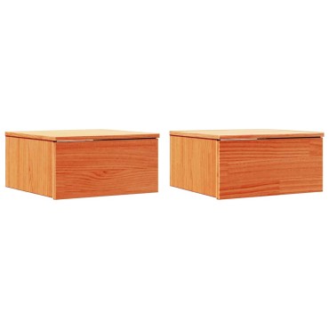 vidaXL Κομοδίνο 2 τεμ. Κερωτό καφέ 37x35x18,5cm Μασίφ ξύλο πεύκου