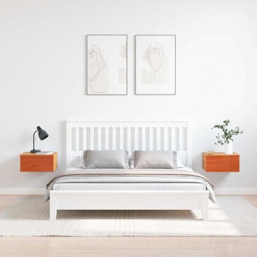 vidaXL Κομοδίνο 2 τεμ. Κερωτό καφέ 37x35x18,5cm Μασίφ ξύλο πεύκου