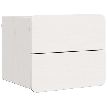 vidaXL Κομοδίνο με συρτάρι Λευκό 39x34x33cm Μασίφ ξύλο πεύκου 1 τεμ.