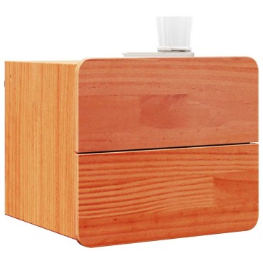 vidaXL Κομοδίνο Κερωτό καφέ 39x34x33cm Μασίφ ξύλο πεύκου 1 τεμ.