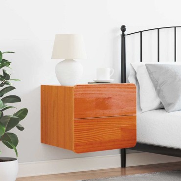 vidaXL Κομοδίνο Κερωτό καφέ 39x34x33cm Μασίφ ξύλο πεύκου 1 τεμ.