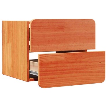 vidaXL Κομοδίνο Κερωτό καφέ 39x34x33cm Μασίφ ξύλο πεύκου 1 τεμ.