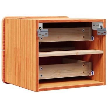 vidaXL Κομοδίνο Κερωτό καφέ 39x34x33cm Μασίφ ξύλο πεύκου 1 τεμ.