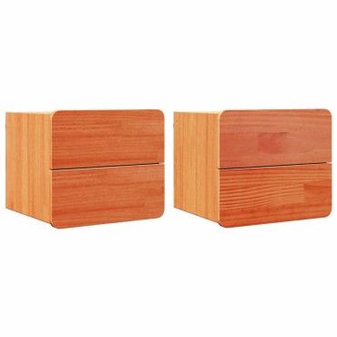 vidaXL Κομοδίνο 2 τεμ. Καφέ 39x34x33cm Μασίφ ξύλο πεύκου