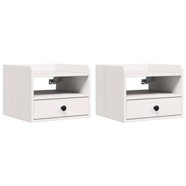 vidaXL Κομοδίνο 2 τεμ. Λευκό 38x36x29,5cm Μασίφ ξύλο πεύκου