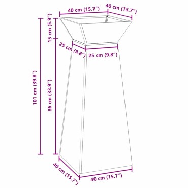 vidaXL Γλάστρα Πυλώνας Μαύρο 40 x 40 x 100 cm