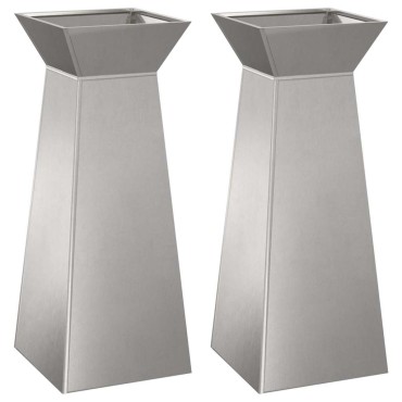 vidaXL Γλάστρα Πυλώνας 2 τμχ. Ασημί 40 x 40 x 100 cm