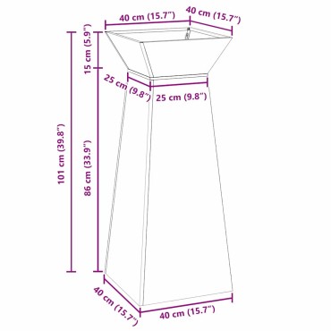 vidaXL Γλάστρα Πυλώνας 2 τμχ. Ασημί 40 x 40 x 100 cm