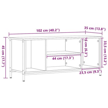 vidaXL Ντουλάπι TV 102x35x45cm Μαύρη Οξυά Επεξεργασμένο Ξύλο