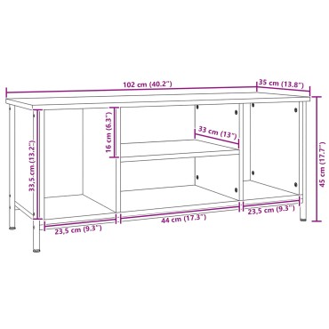 vidaXL Ντουλάπι TV 102x35x45cm Μαύρη Οξυά Επεξεργασμένο Ξύλο