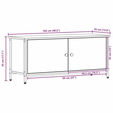 vidaXL Ντουλάπι TV 100x35x45cm Μαύρη Οξυά Επεξεργασμένο Ξύλο