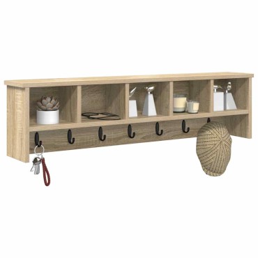 vidaXL Τοίχου Κρεμάστρα Επιτοίχιο Δρύς Sonoma 100x16x26 εκ