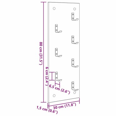 vidaXL Τοίχου Κρεμάστρα Επιτοίχιο Λευκό 30x1,5x80cm