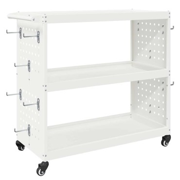 vidaXL Καρότσι εργαλείων Λευκό 75 x 35 x 73 εκ. Ψυχρής έλασης χάλυβας