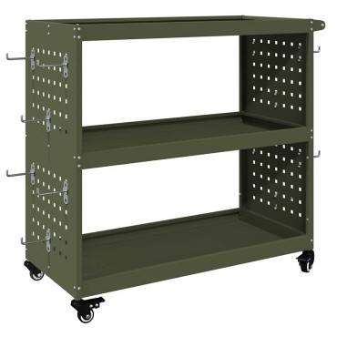 vidaXL Καρότσι εργαλείων με ράφι Ελιά Πράσινη 75 x 35 x 73 εκ.
