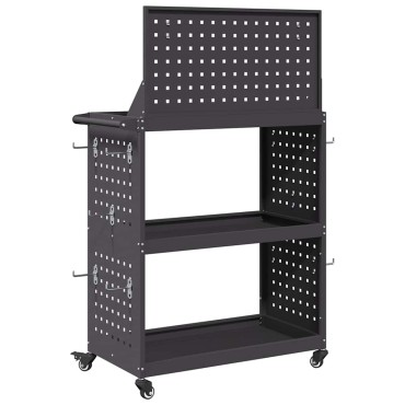 vidaXL Καρότσι εργαλείων Μαύρο 65 x 35 x 111 εκ Ψυχρής έλασης χάλυβας