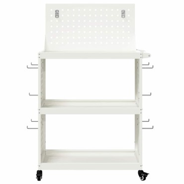 vidaXL Καρότσι εργαλείων Λευκό 65 x 35 x 111 εκ Ψυχρής έλασης χάλυβας