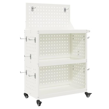 vidaXL Καρότσι εργαλείων Λευκό 65 x 35 x 111 εκ Ψυχρής έλασης χάλυβας