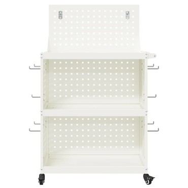 vidaXL Καρότσι εργαλείων Λευκό 65 x 35 x 111 εκ Ψυχρής έλασης χάλυβας