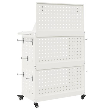 vidaXL Καρότσι εργαλείων Λευκό 65 x 35 x 111 εκ Ψυχρής έλασης χάλυβας