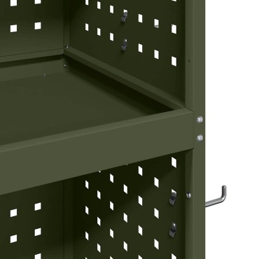 vidaXL Καρότσι εργαλείων με ράφι Ελιά Πράσινη 65 x 35 x 111 εκ